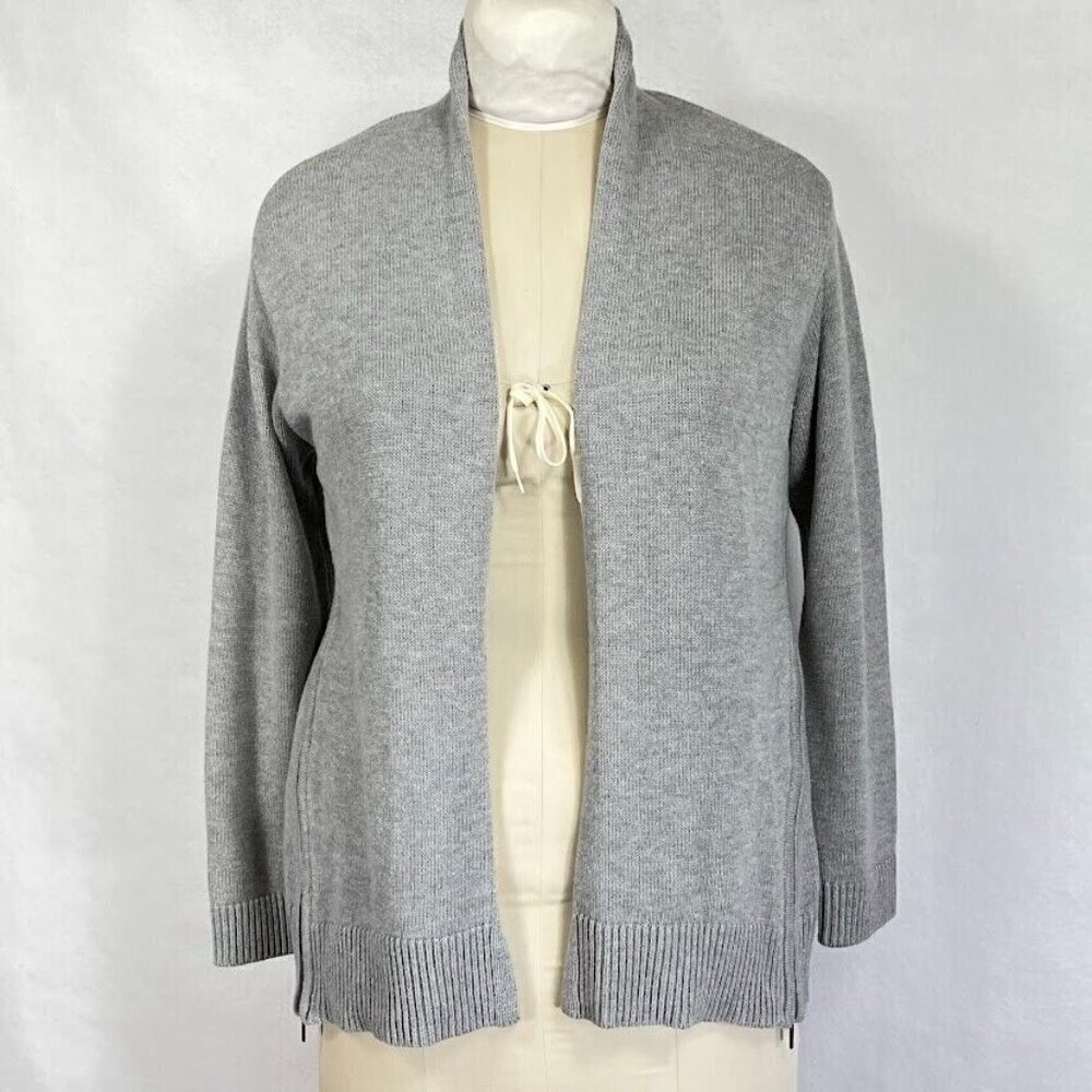 J. Jill Side Zip Open Front Cardigan Staple Academia Grandma Core Cozy Boho M